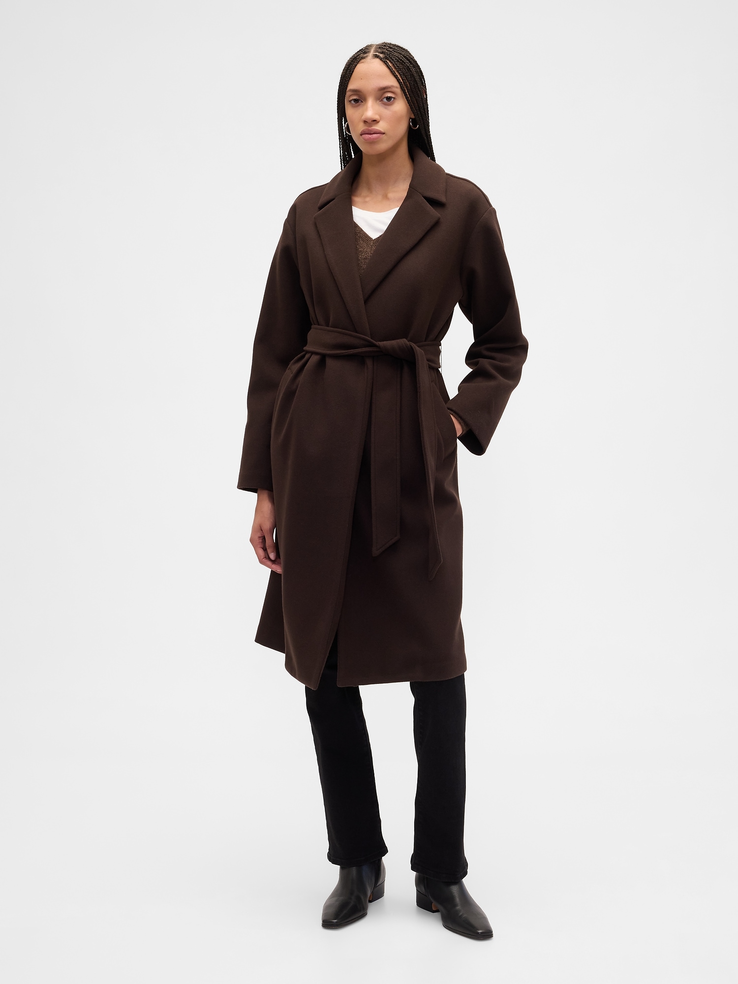 Relaxed Wool Wrap Coat