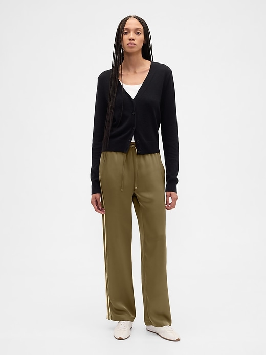 Image number 1 showing, Relaxed Straight-Leg Stripe Satin Pants