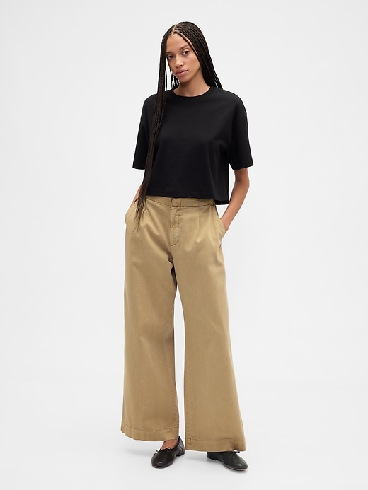 Image number 1 showing, High Rise Pleated Relaxed Wide-Leg Khakis
