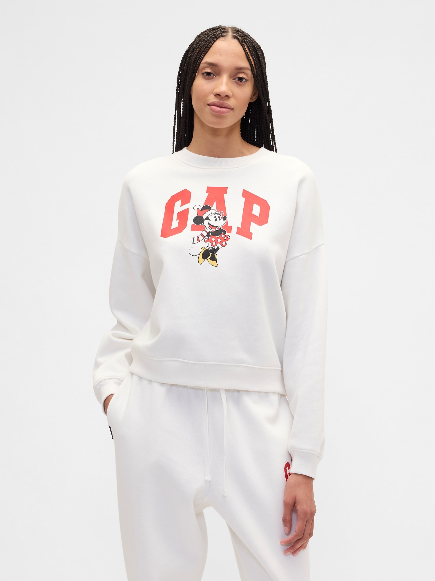 Gap × Disney Minnie Mouse Oversized Logo Sweatshirt - Disney Family White