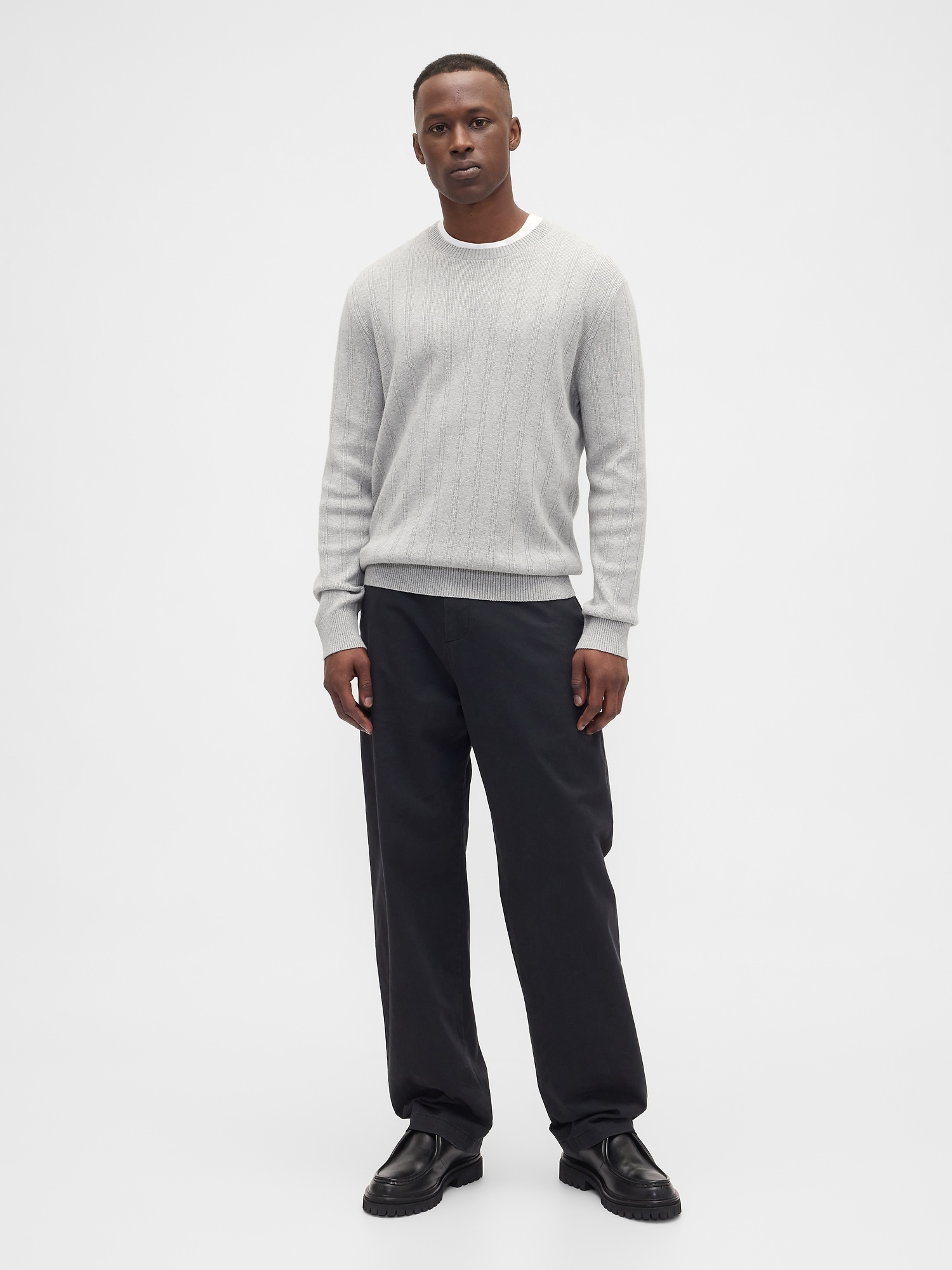 Gap Factory Cashsoft Ribbed Crewneck Sweater In Gray