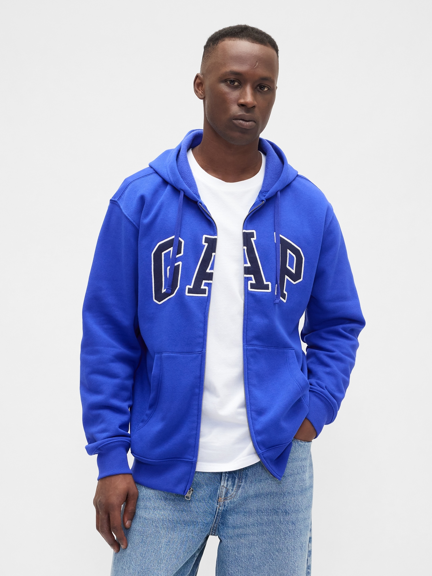 Relaxed Gap Logo Zip Hoodie - Royal Blue Gem