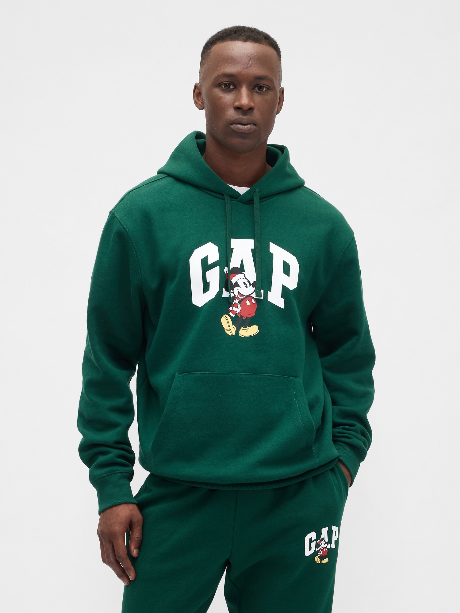 Disney × Mickey Mouse Relaxed Logo Hoodie - Disney Family Evergreen