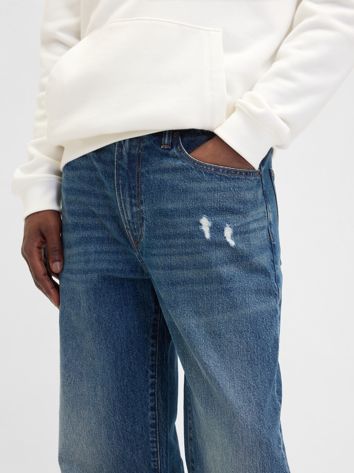 Gap Factory Distressed Relaxed Jeans In Blue