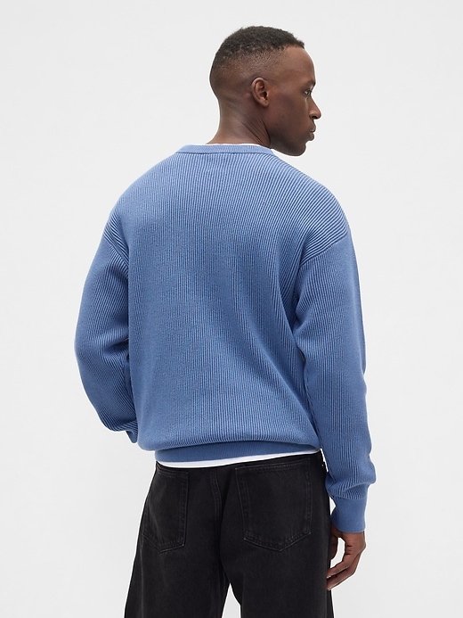 Image number 2 showing, Oversized Fisherman-Stitch Crewneck Sweater