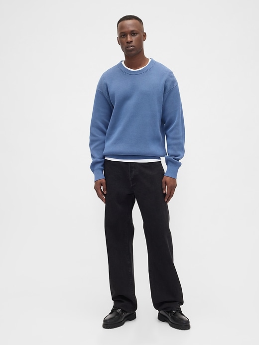 Image number 3 showing, Oversized Fisherman-Stitch Crewneck Sweater