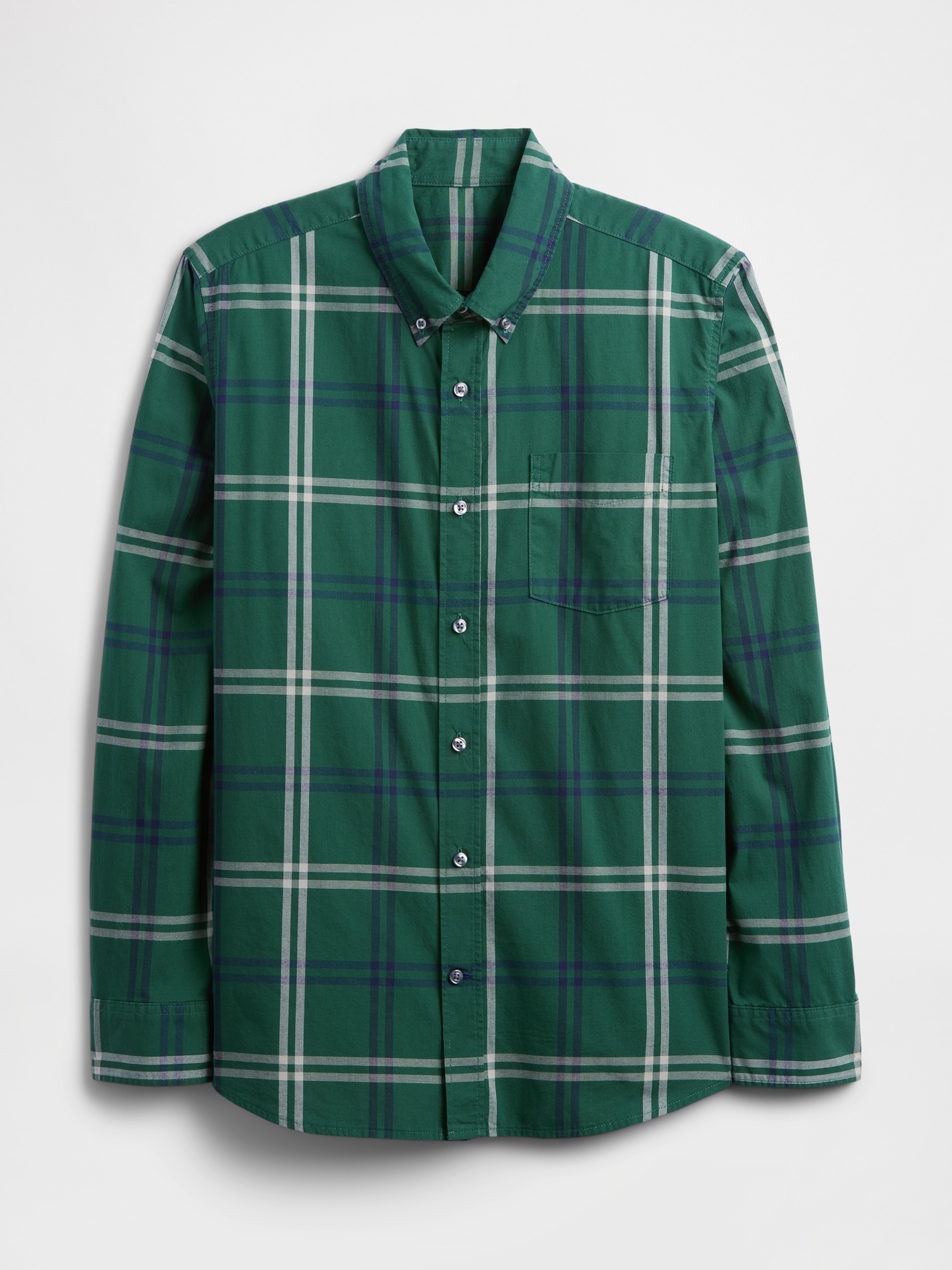 Gap Factory Stretch Poplin Shirt In Standard Fit In Green