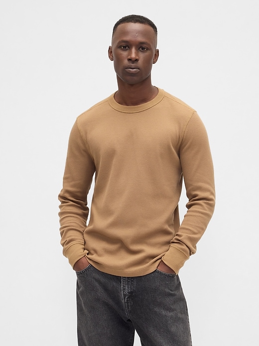 Image number 1 showing, Waffle-Knit Crewneck T-Shirt