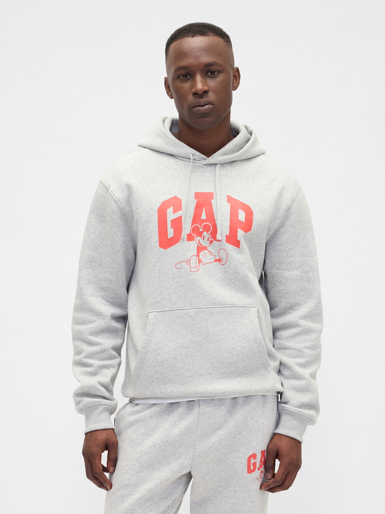 Disney × Mickey Mouse Relaxed Logo Hoodie - Disney Family Grey