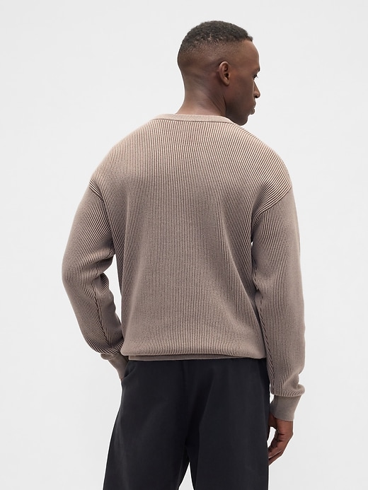 Image number 2 showing, Oversized Fisherman-Stitch Crewneck Sweater