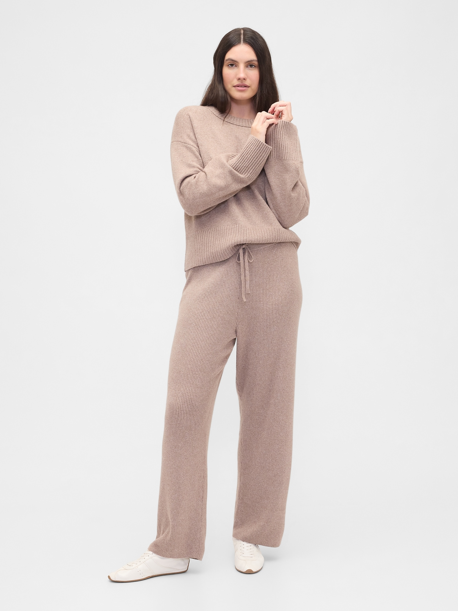 Gap Factory Cashsoft Relaxed Ribbed Sweater Pants In Brown