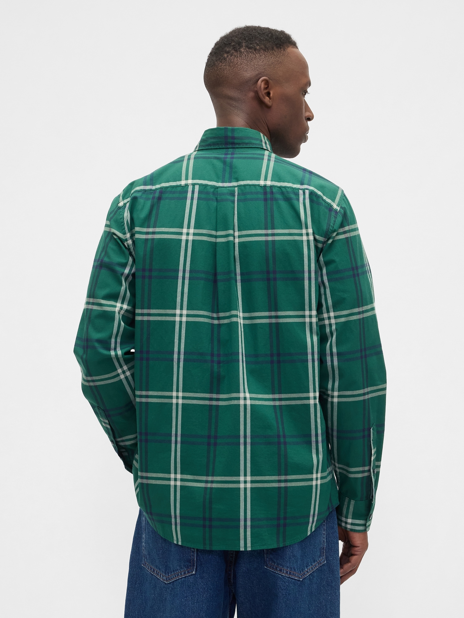 Gap Factory Stretch Poplin Shirt In Standard Fit In Green