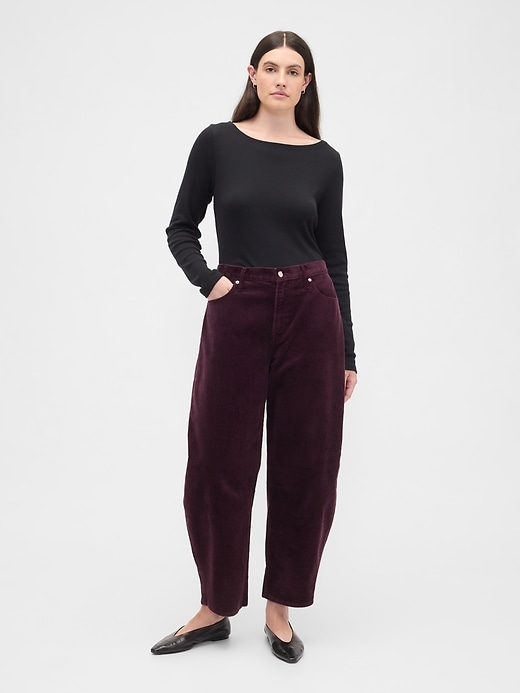 Image number 5 showing, High Rise Barrel Corduroy Pants