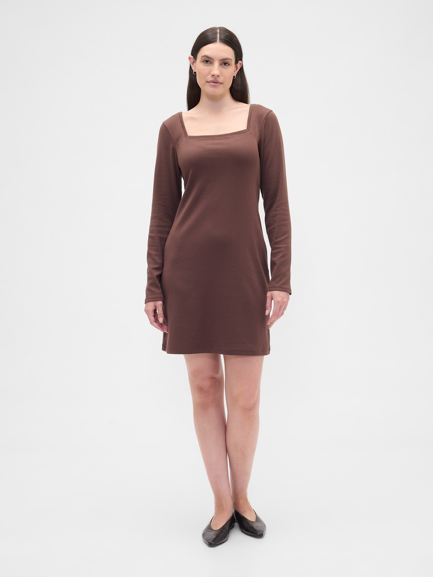 Gap Factory Squareneck Mini Dress In Brown