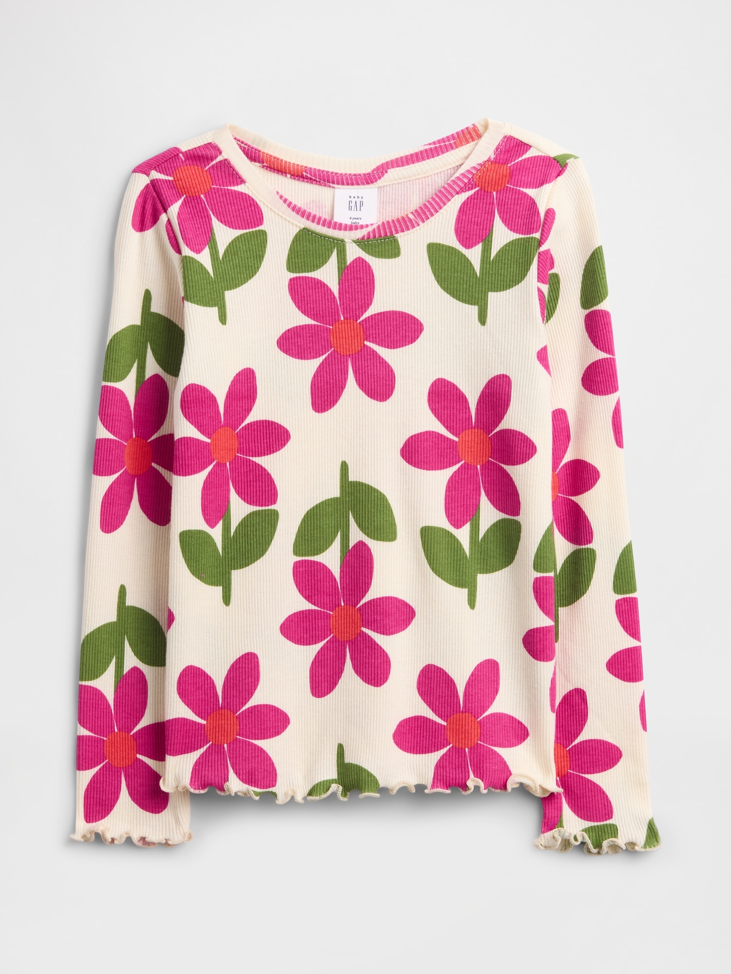 babyGap Ribbed Crewneck T-Shirt - Tan Chino Flowers