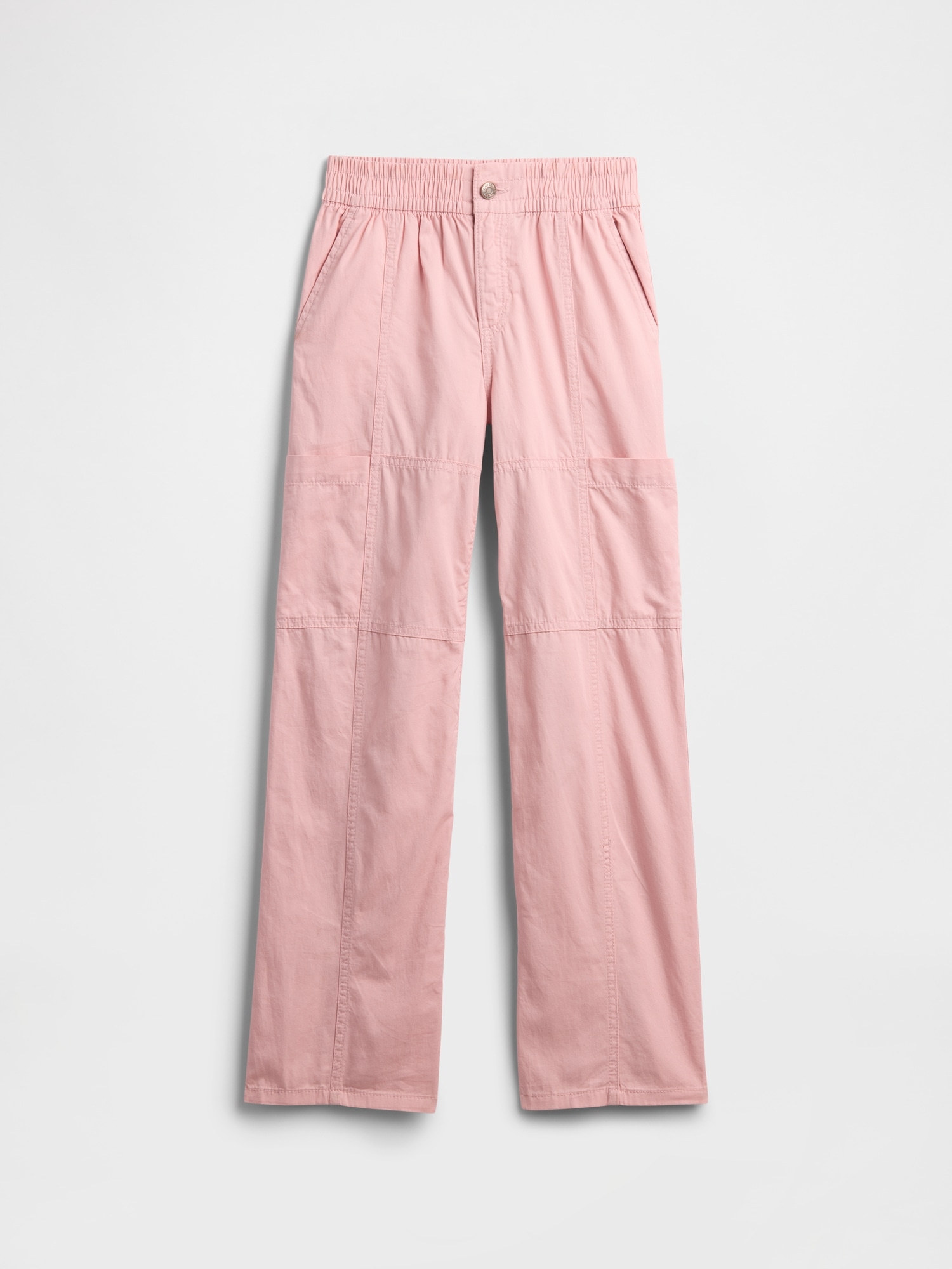 Kids Twill Loose Cargo Pants - Pure Pink