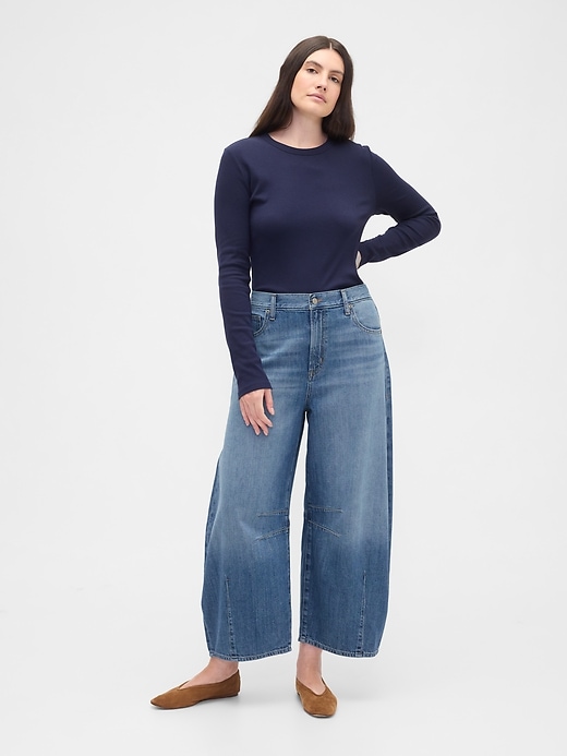 Image number 5 showing, High Rise Horseshoe Crop Jeans
