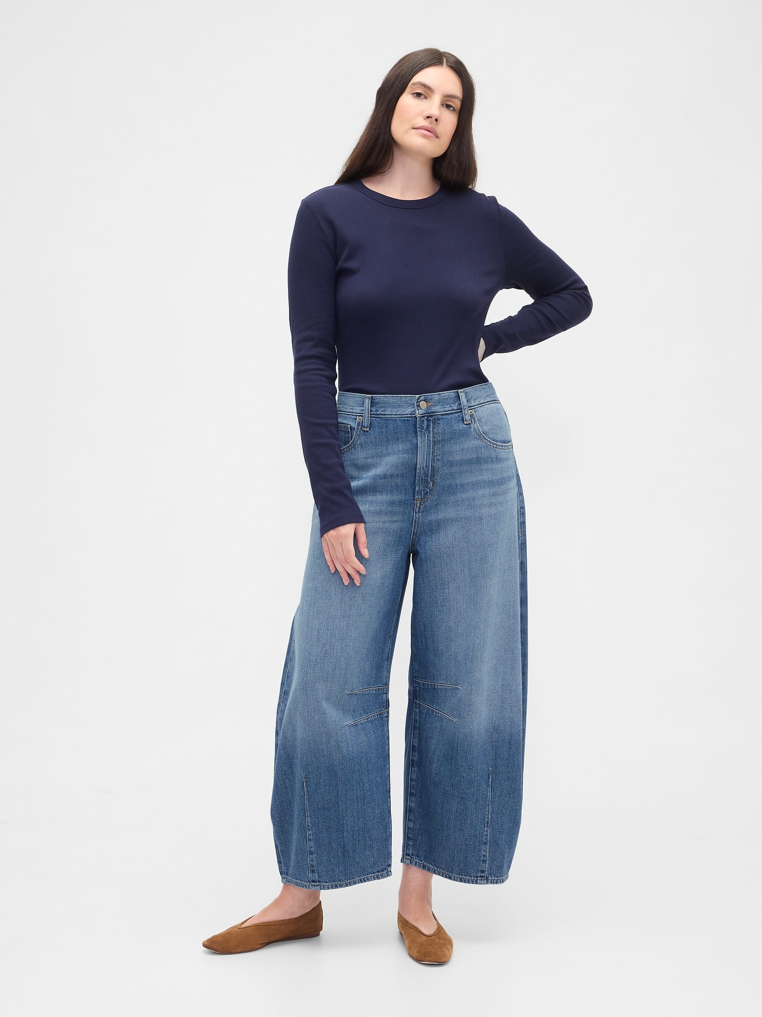Gap Factory High Rise Horseshoe Crop Jeans In Blue
