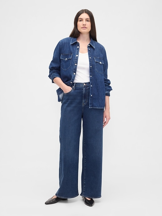 Image number 5 showing, High Rise Wide-Leg Sweatpant Jeans