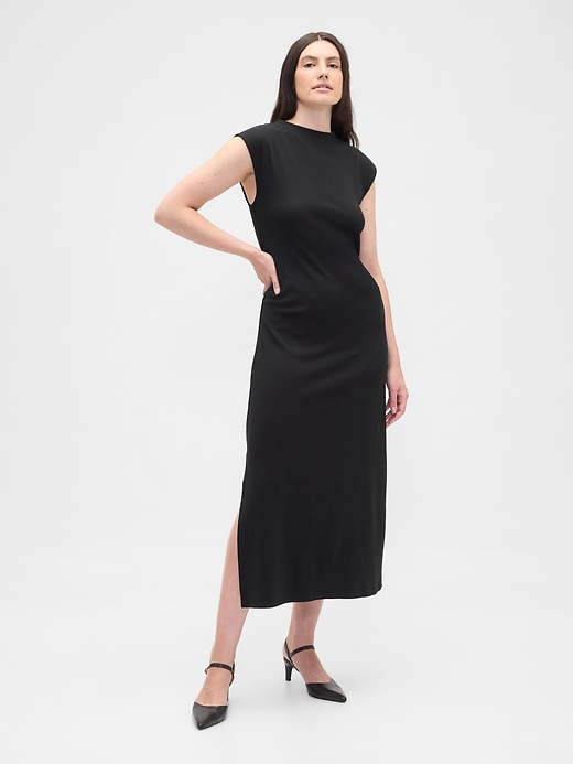 Image number 4 showing, Modern Ribbed Mockneck Midi Dress
