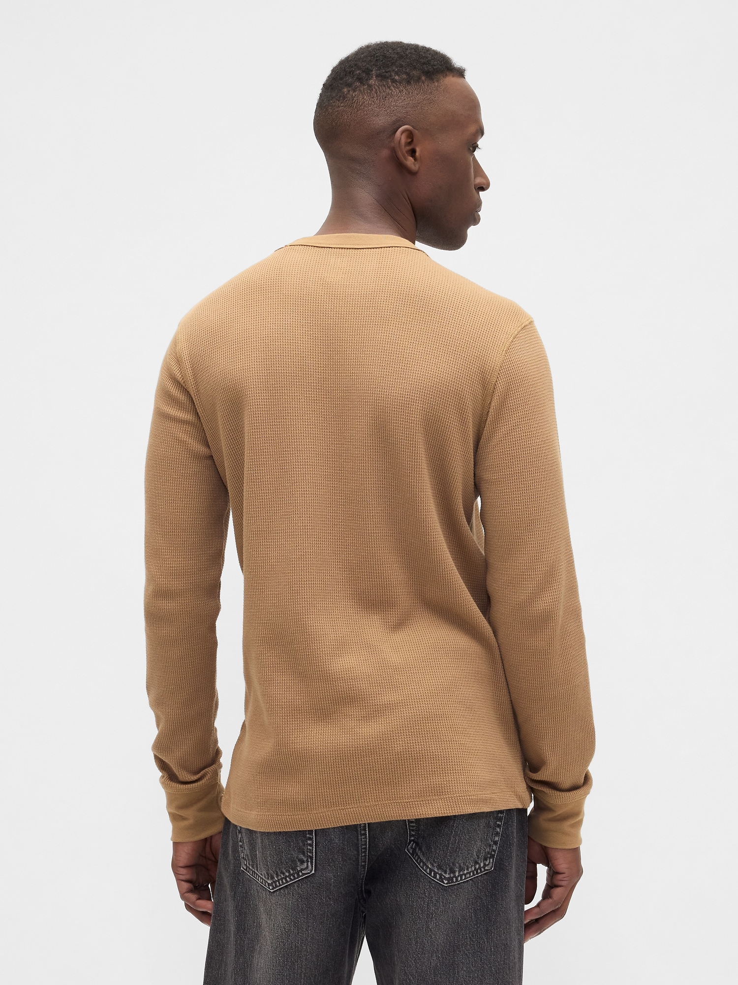 Gap Factory Waffle-knit Crewneck T-shirt In Brown