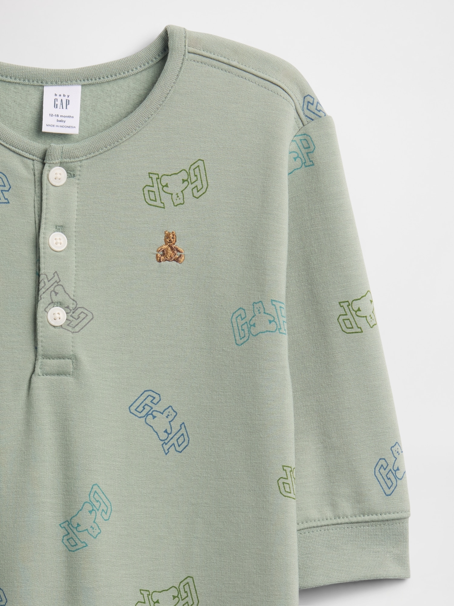 Gap Factory Baby Cloudlight Henley One-piece In Green