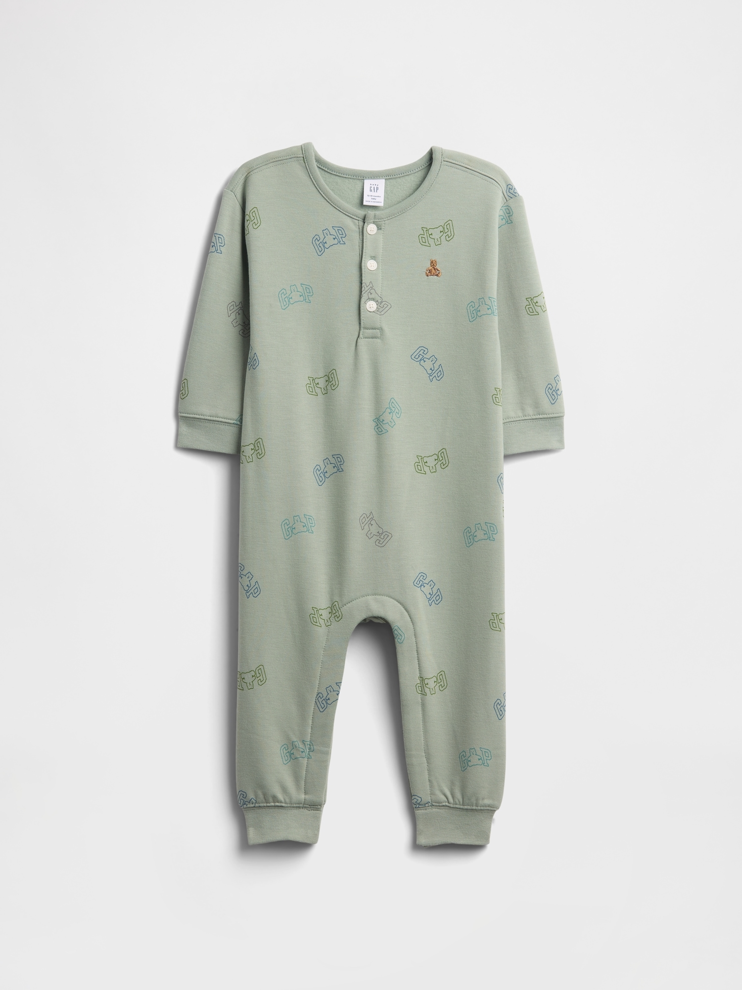 Baby CloudLight Henley One-Piece - Iceberg Green