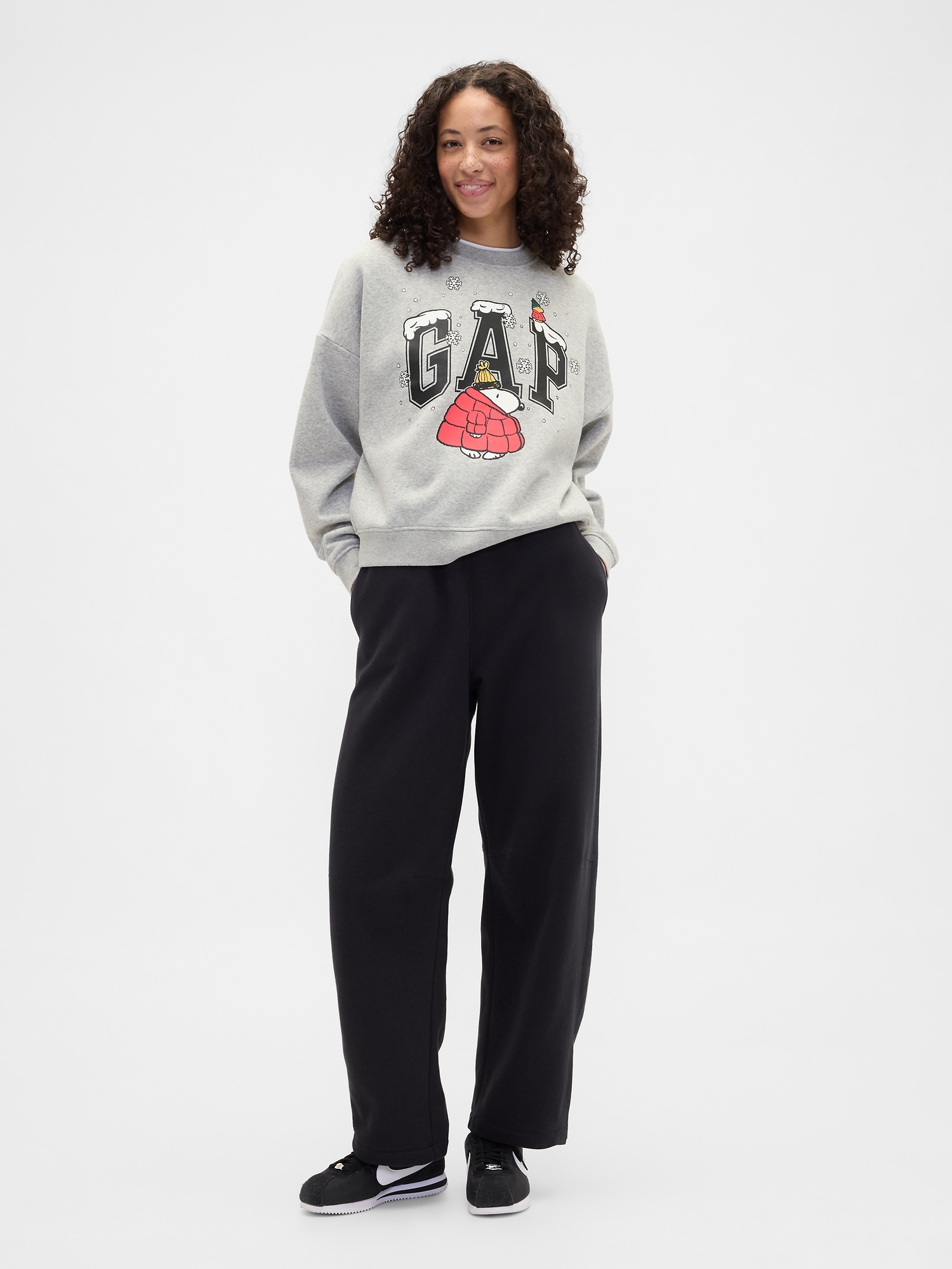 Gap Factory Peanuts Oversized Gap Logo Sweatshirt In Gray