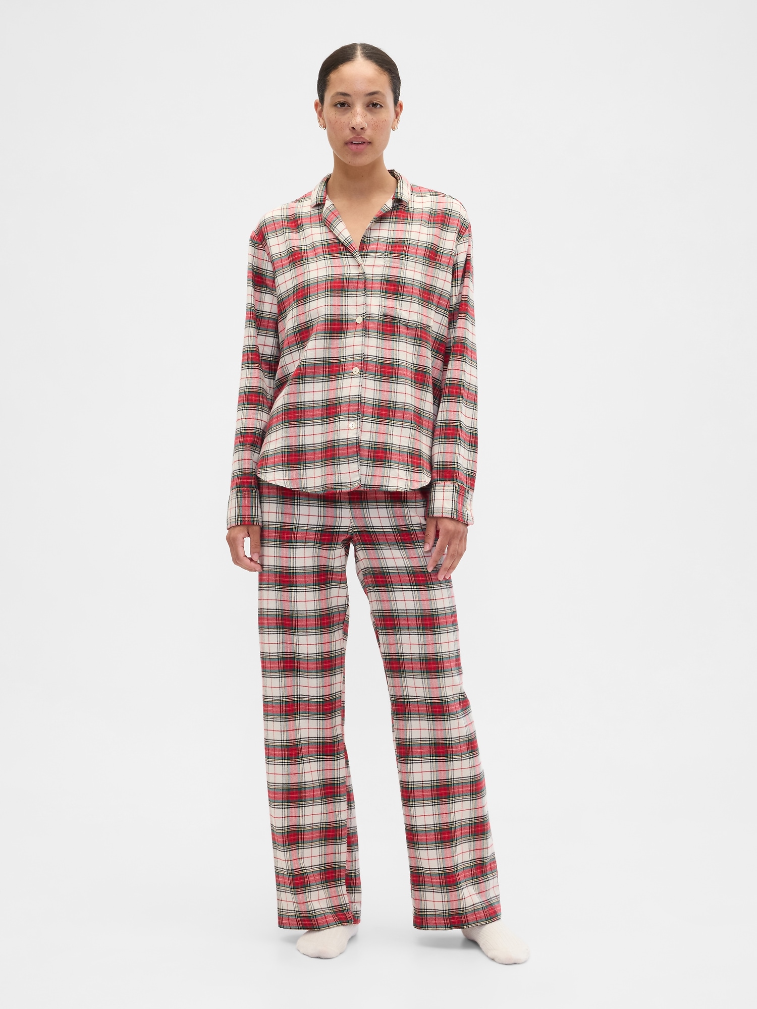 Gap Factory Relaxed Flannel Sleep Shirt In Red