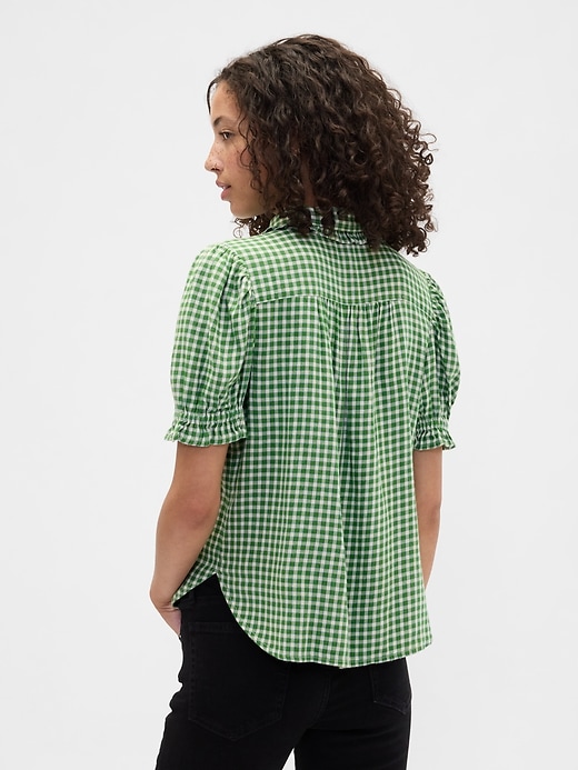 Image number 2 showing, Relaxed Flannel Puff Sleeve Shirt