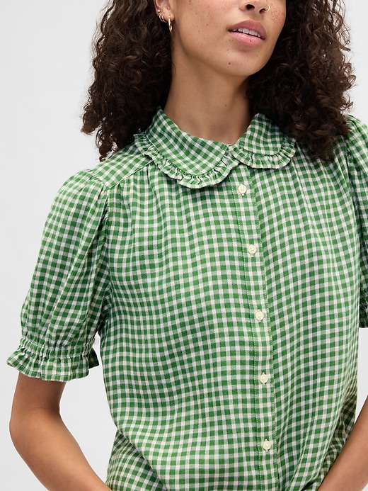 Image number 4 showing, Relaxed Flannel Puff Sleeve Shirt