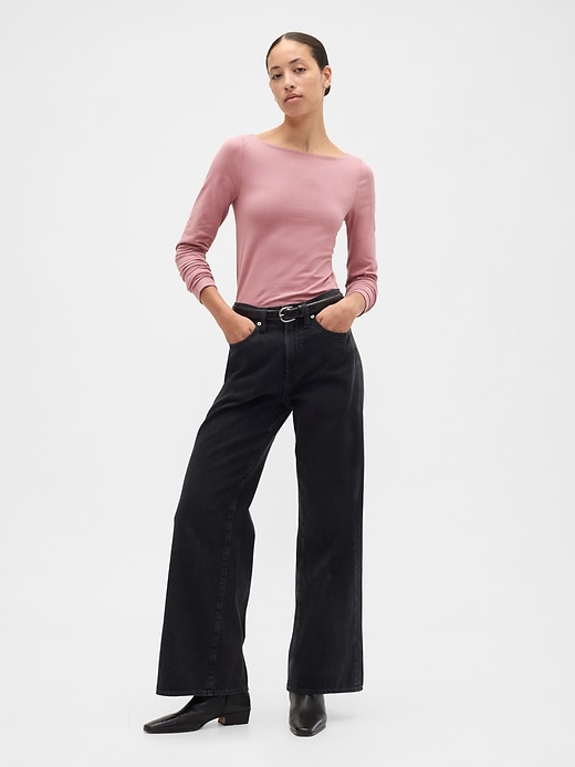 Image number 3 showing, Stretch Jersey Boatneck T-Shirt