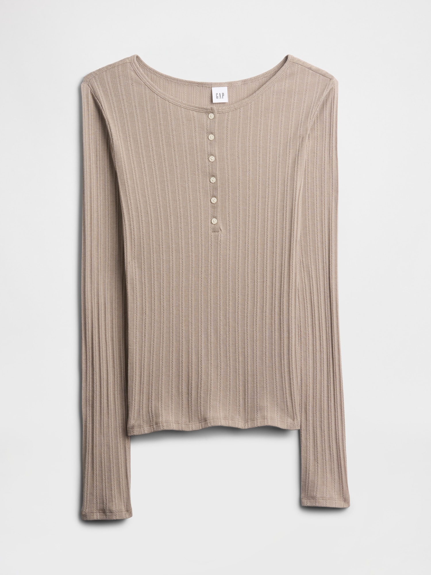 Gap Factory Ribbed Pointelle Henley T-shirt In Neutral