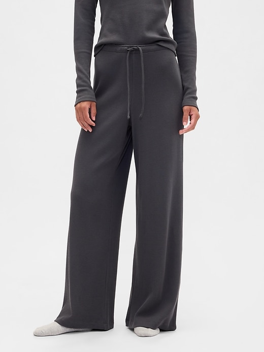 Image number 3 showing, Waffle-Knit Wide-Leg PJ Pants