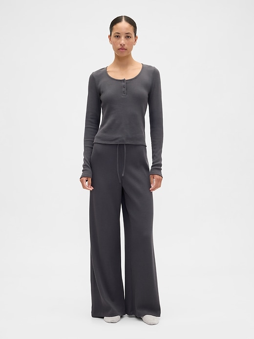 Image number 3 showing, Waffle-Knit Henley PJ Top