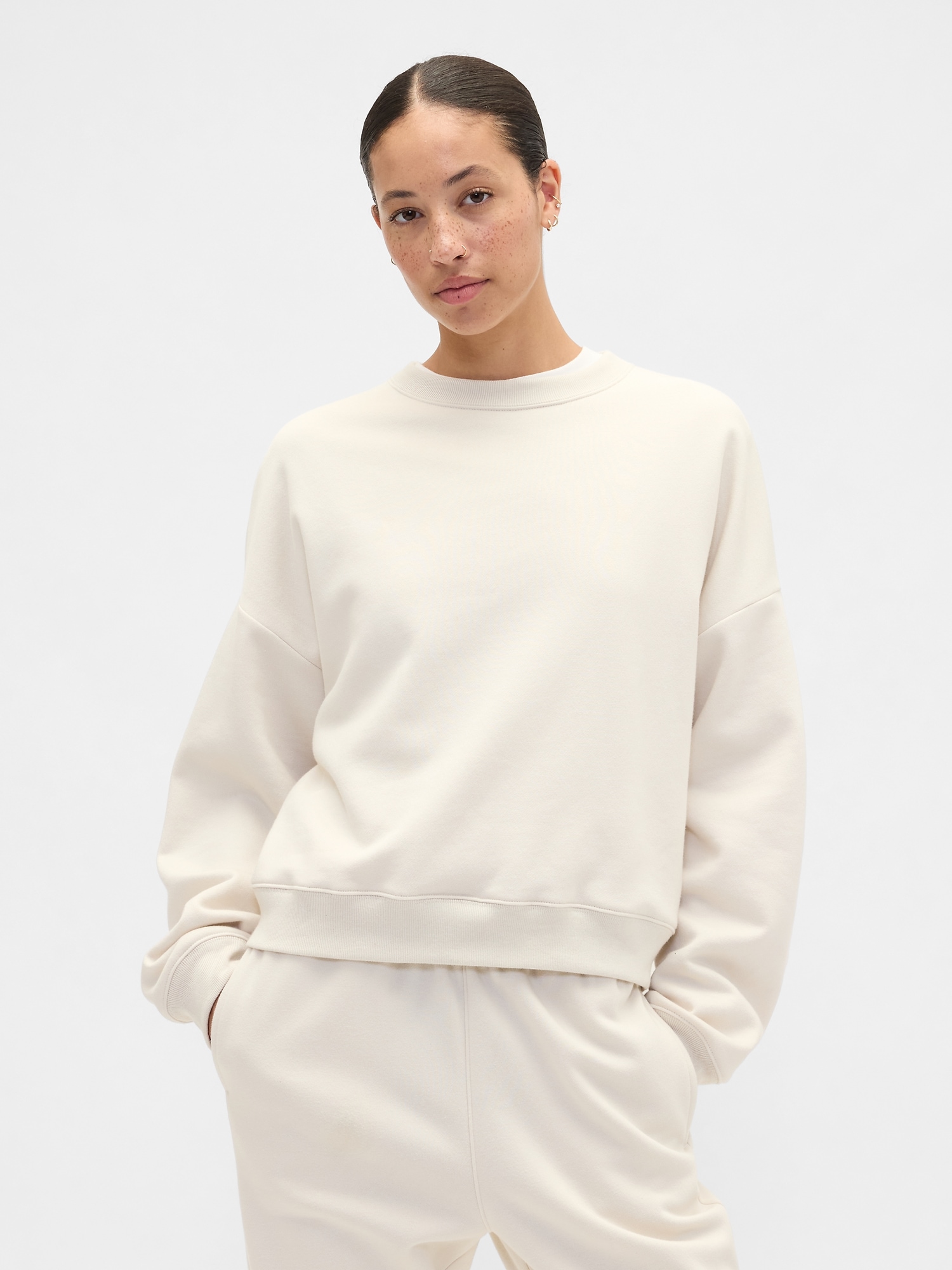 Relaxed Wedge Crewneck Sweatshirt - Tan Chino