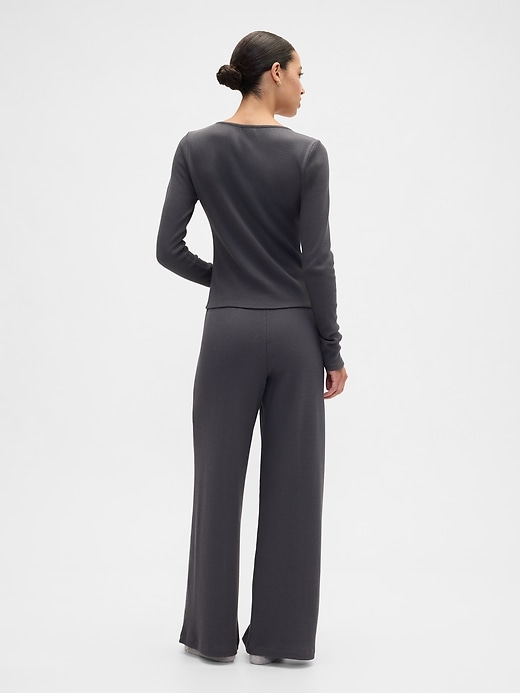 Image number 2 showing, Waffle-Knit Wide-Leg PJ Pants