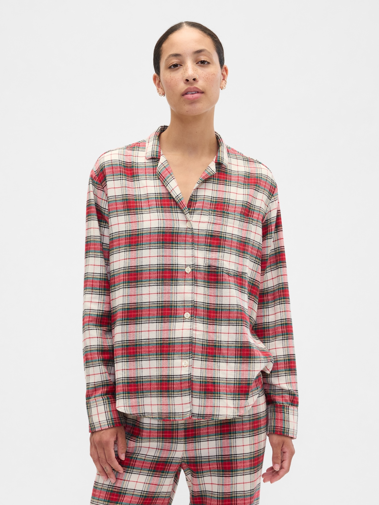 Relaxed Flannel Sleep Shirt - Tartan Plaid
