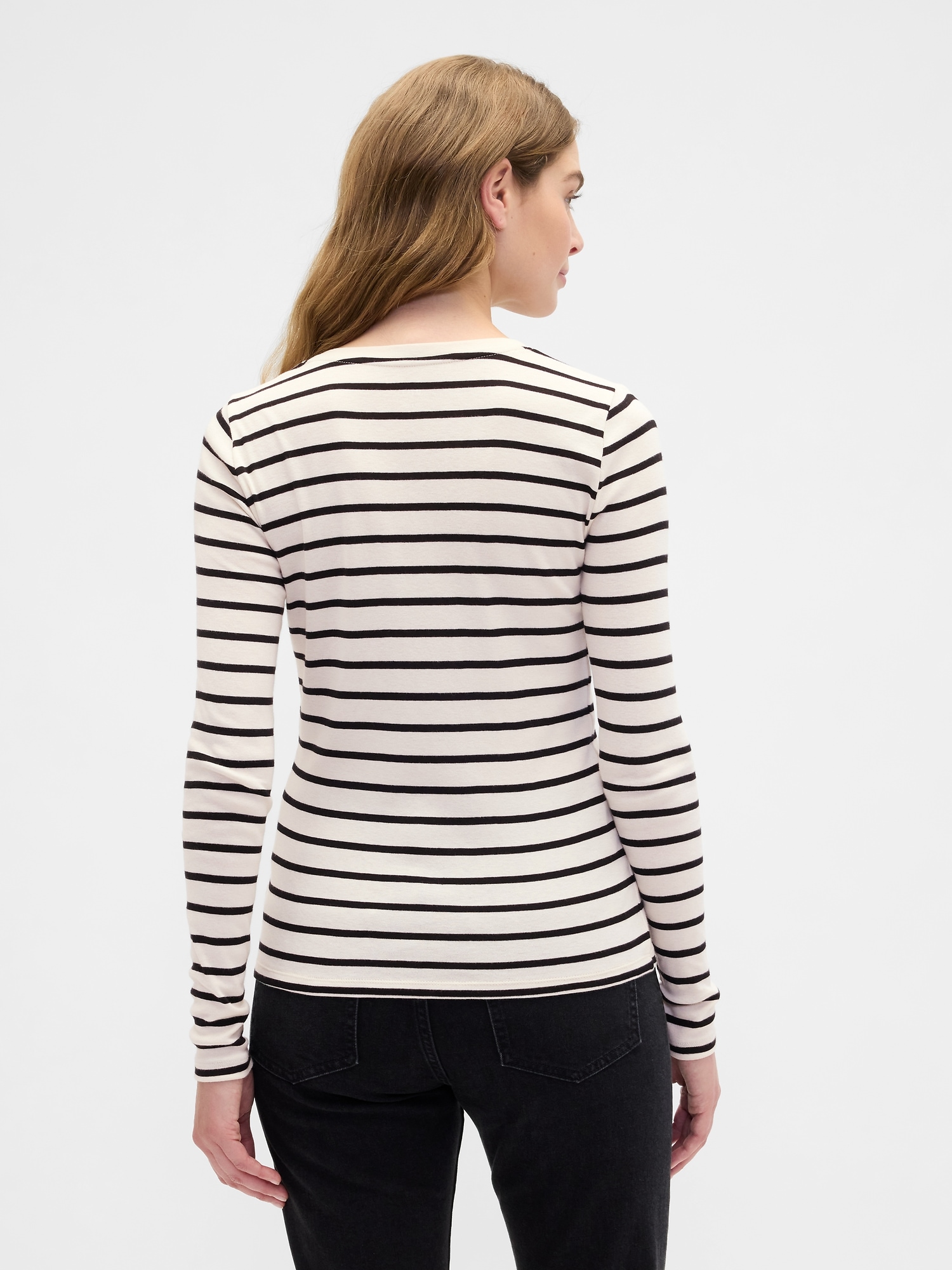 Gap Factory Stripe V-neck T-shirt In White