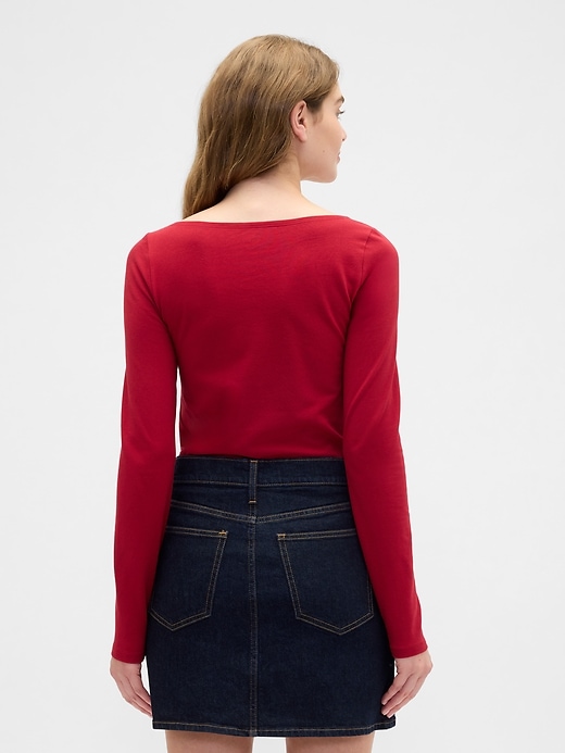 Image number 2 showing, Stretch Jersey Boatneck T-Shirt