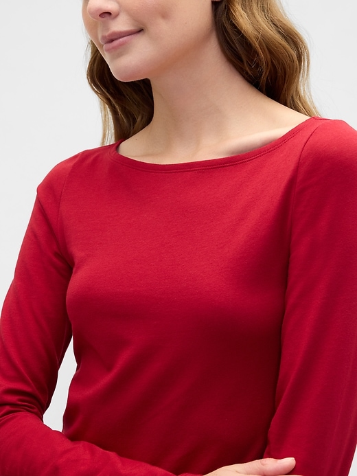 Image number 4 showing, Stretch Jersey Boatneck T-Shirt