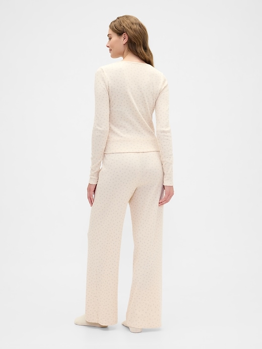 Image number 2 showing, Waffle-Knit Wide-Leg PJ Pants