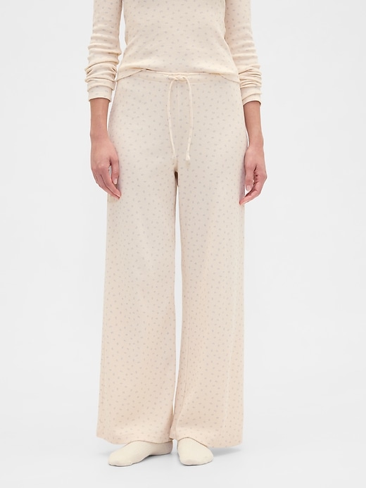 Image number 3 showing, Waffle-Knit Wide-Leg PJ Pants