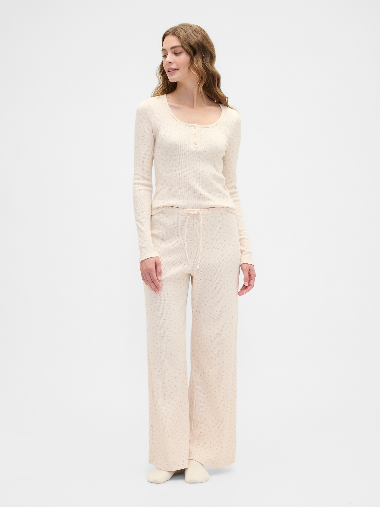 Gap Factory Waffle-knit Henley Pj Top In White