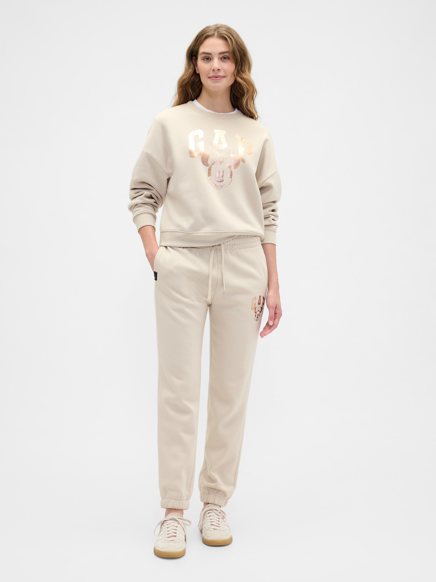 Gap × Disney Minnie Mouse Logo Joggers - Disney Family Bedrock Beige