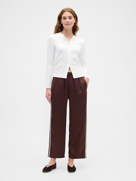 Image number 1 showing, Relaxed Straight-Leg Stripe Satin Pants