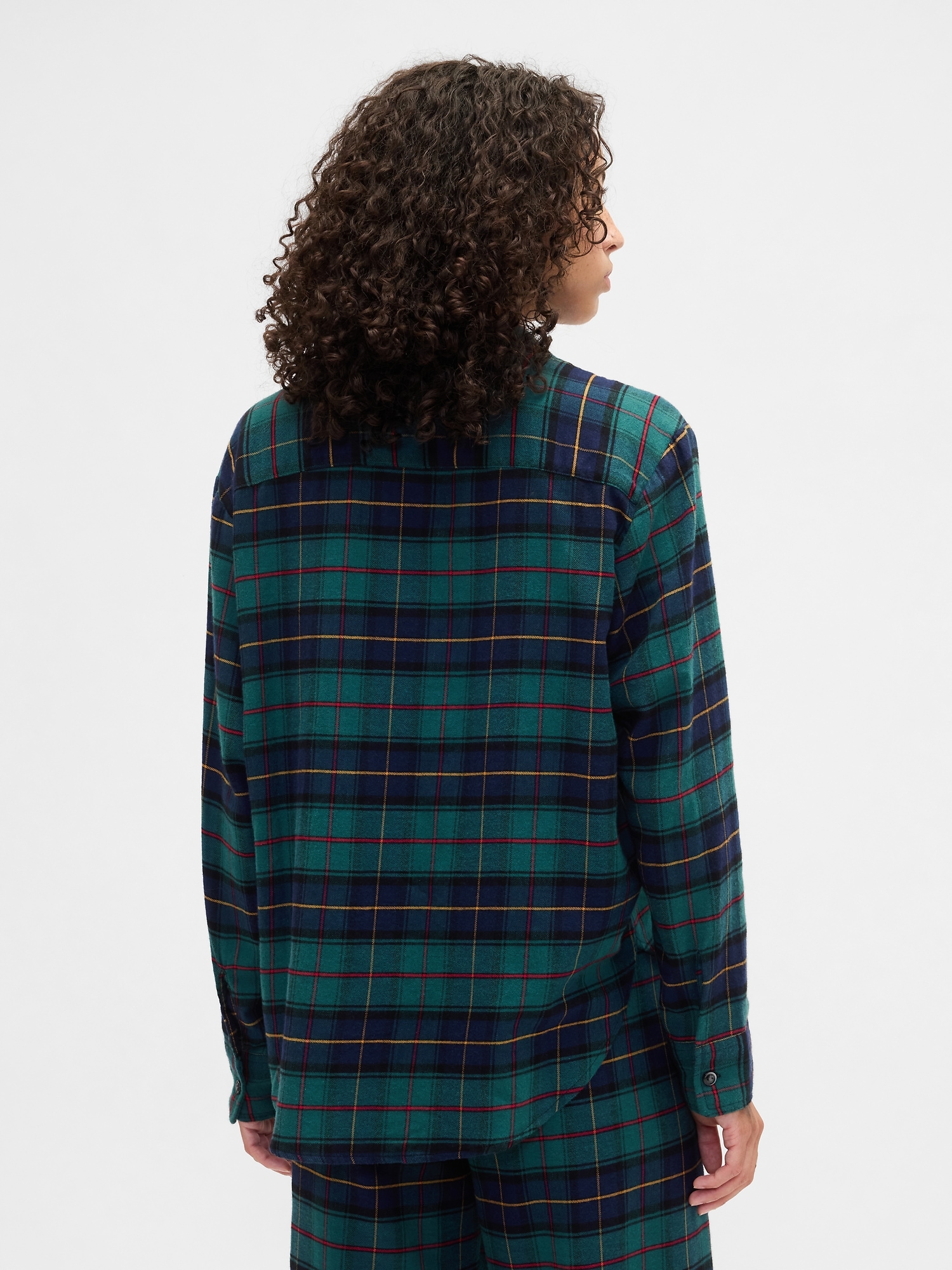 Gap Factory Relaxed Flannel Sleep Shirt In Green