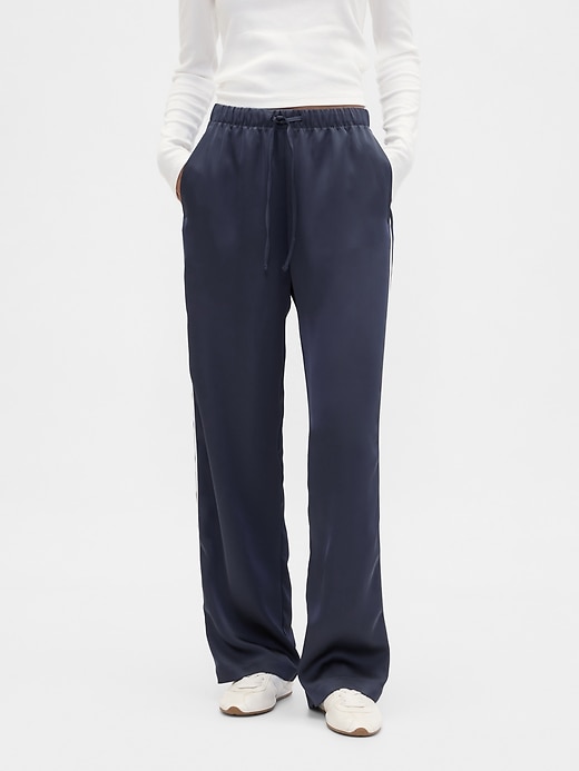Image number 2 showing, Relaxed Straight-Leg Stripe Satin Pants