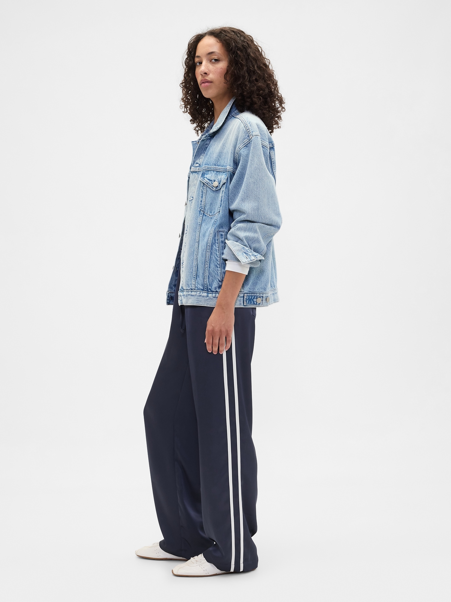Gap Factory Relaxed Straight-leg Stripe Satin Pants In Blue