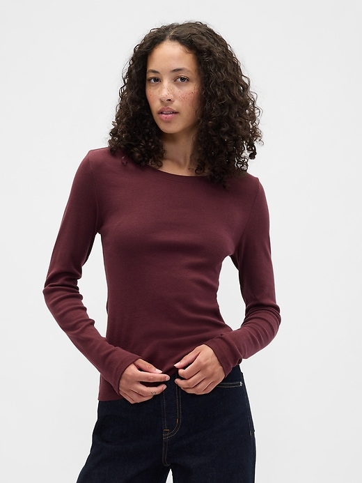 Image number 1 showing, Modern Ribbed Crewneck T-Shirt